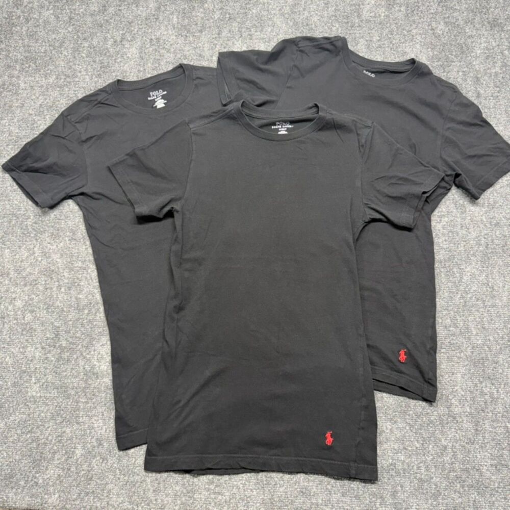 Polo Ralph Lauren Mens Black Crew Neck T Shirts Small Slim Fit Lot of 3 Cotton